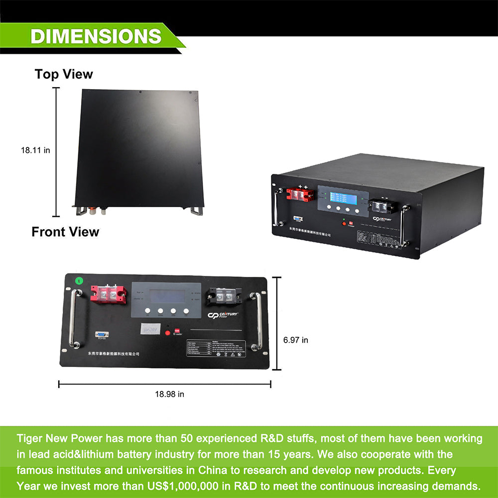 48V 100Ah Lithium LiFePO4 Deep Cycle Rechargeable Battery